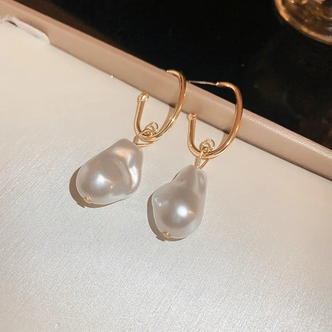 Imitation Pearl Earrings For Women Heart Round Stud Earrings Elegant Love Ear