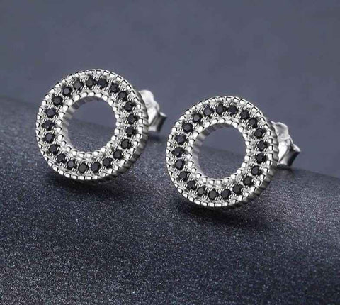 Black Spiral Stud Earrings