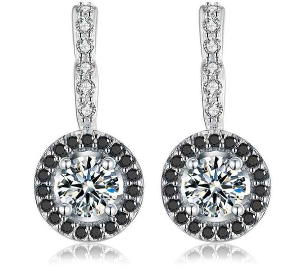 Black & White Stone Hoop Earrings