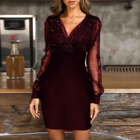 Black Retro Elegant Mini Party Dress