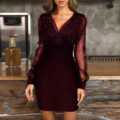 Black Retro Elegant Mini Party Dress