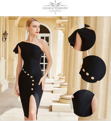 Sleeveless One Shoulder Party Dress