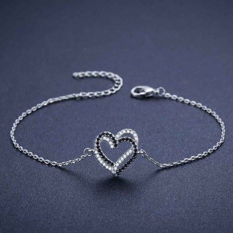 Heart-shaped Silver Charm Bracelet