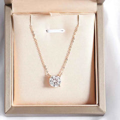 Smyoue 1-5CT Rose Gold Color Moissanite Necklace for Women