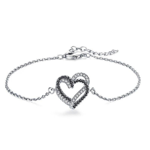 Heart-shaped Silver Charm Bracelet