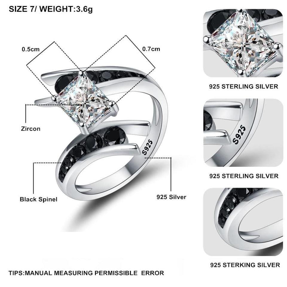 Spiral Black Geometric Stone Ring