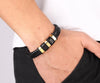 Cool Black Gold Stainless Steel Leather Bracelet