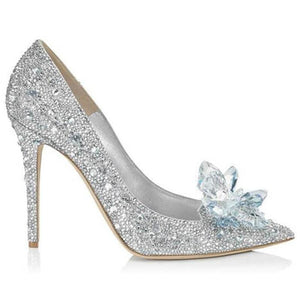 Silver Rhinestone Platform Crystal High Heel Shoes