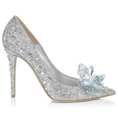 Silver Rhinestone Platform Crystal High Heel Shoes