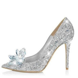 Silver Rhinestone Platform Crystal High Heel Shoes