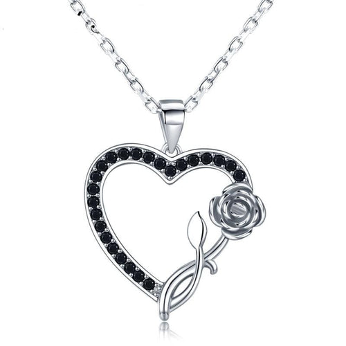 Heart & Rose Pendant Necklace