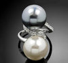 Double Pearl Rhinestone Ring