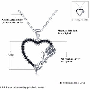 Heart & Rose Pendant Necklace