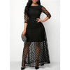 Polka Dot Print Lace Maxi Elegant Ladies Dress