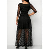 Polka Dot Print Lace Maxi Elegant Ladies Dress