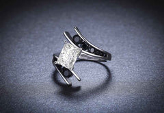 Spiral Black Geometric Stone Ring