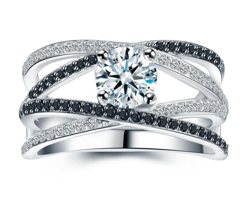 Sterling Silver Interlacing Engagement Ring
