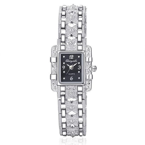 Silver Stainless Steel Crystal Watch