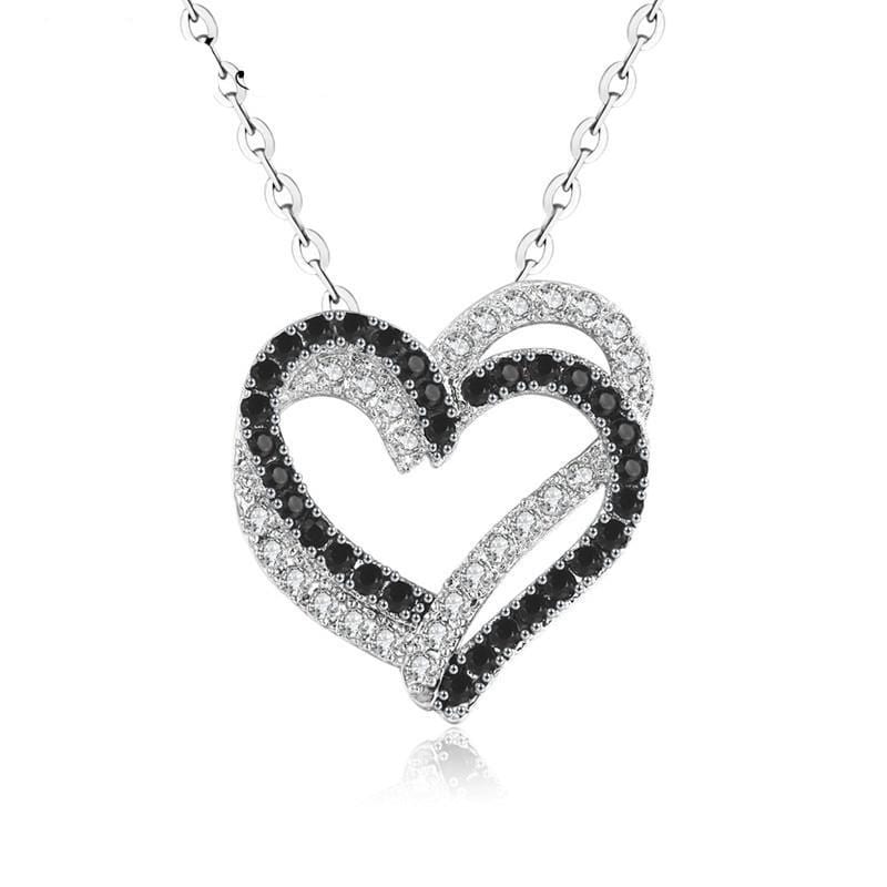 Black & White Heart Stone Pendant Necklace