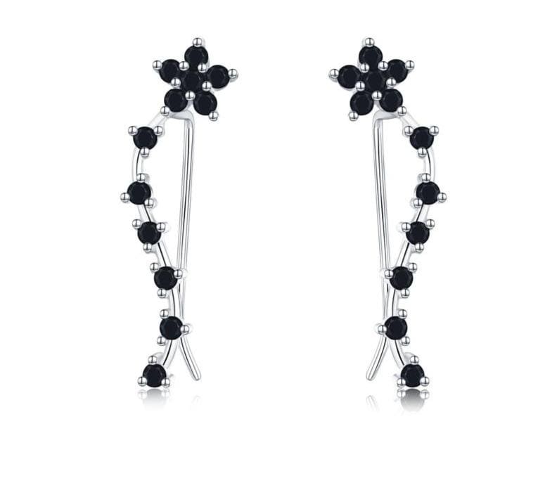 Black Flower Spinel Earrings