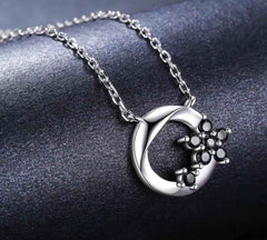 Flower Pendant Sterling Silver Necklace
