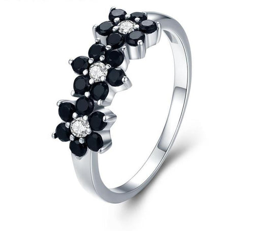 Black Flower Spinel Ring