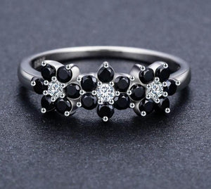 Black Flower Spinel Ring
