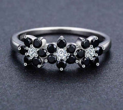 Black Flower Spinel Ring