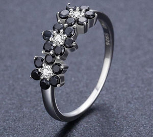 Black Flower Spinel Ring