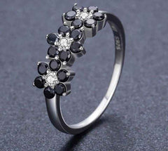 Black Flower Spinel Ring