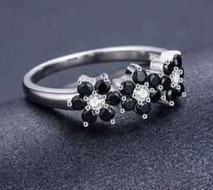 Black Flower Spinel Ring
