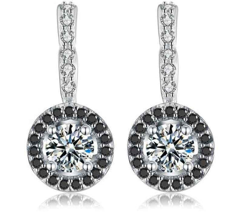 Black & White Stone Hoop Earrings