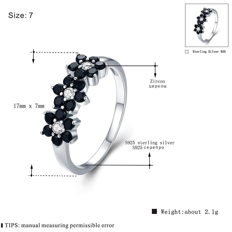 Black Flower Spinel Ring