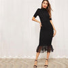 Midi Mesh Hem Stretchy Mermaid Party Dresses