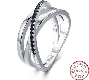 Sterling Silver Engagement Cross black Ring