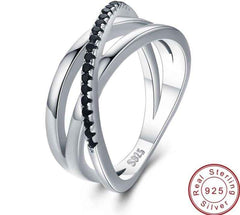 Sterling Silver Engagement Cross black Ring