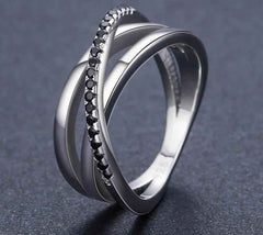Sterling Silver Engagement Cross black Ring