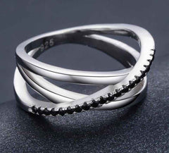 Sterling Silver Engagement Cross black Ring
