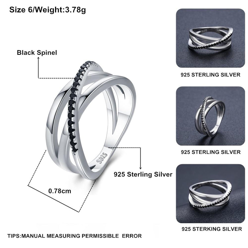 Sterling Silver Engagement Cross black Ring