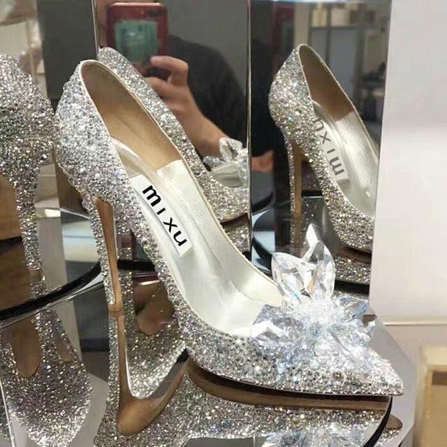 Rhinestone High Heels Cinderella Wedding Shoes