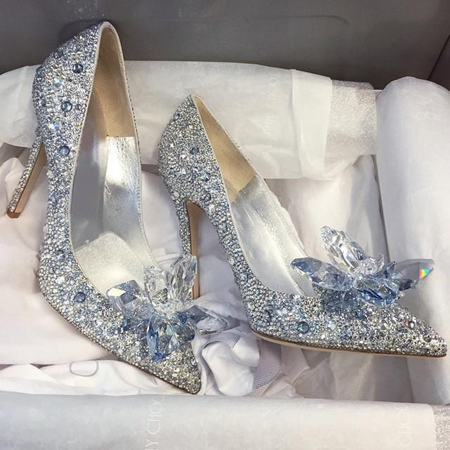 Rhinestone High Heels Cinderella Wedding Shoes