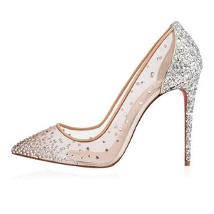 Embellished Crystal High Heel Lace Shoes