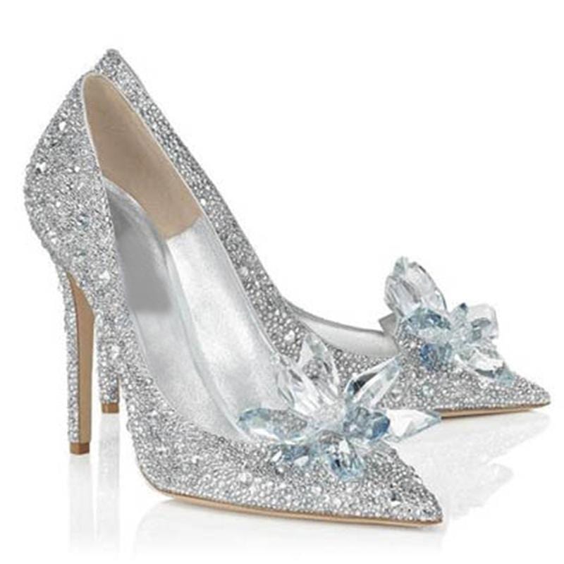 Silver Rhinestone Platform Crystal High Heel Shoes