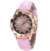Gold Rhinestone Flower Engraved Watch