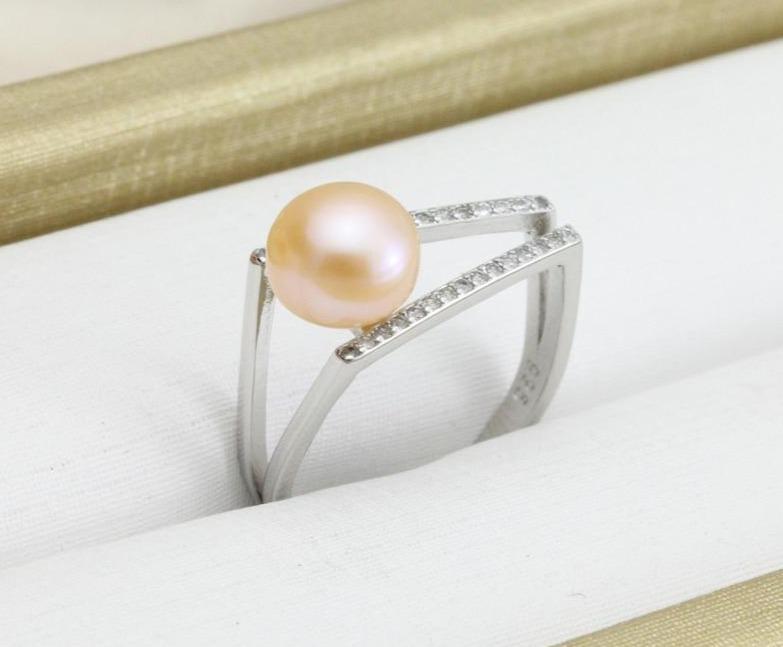 Chic elegant pearl sterling silver adjustable ring
