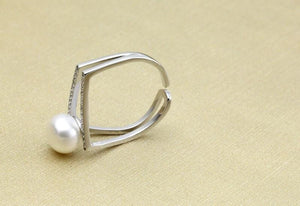 Chic elegant pearl sterling silver adjustable ring