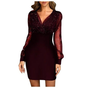 Black Retro Elegant Mini Party Dress