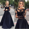 Elegant Black Chiffon Long Maxi Lace Dress