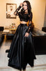 Elegant Black Chiffon Long Maxi Lace Dress