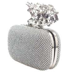 Silver Diamante Evening Clutch